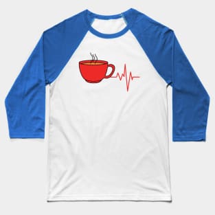 Coffee and Heart Beat Caffeine Addict Baseball T-Shirt